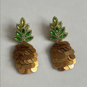 Kate Spade Gold and Green Pineapple Earrings - Rare